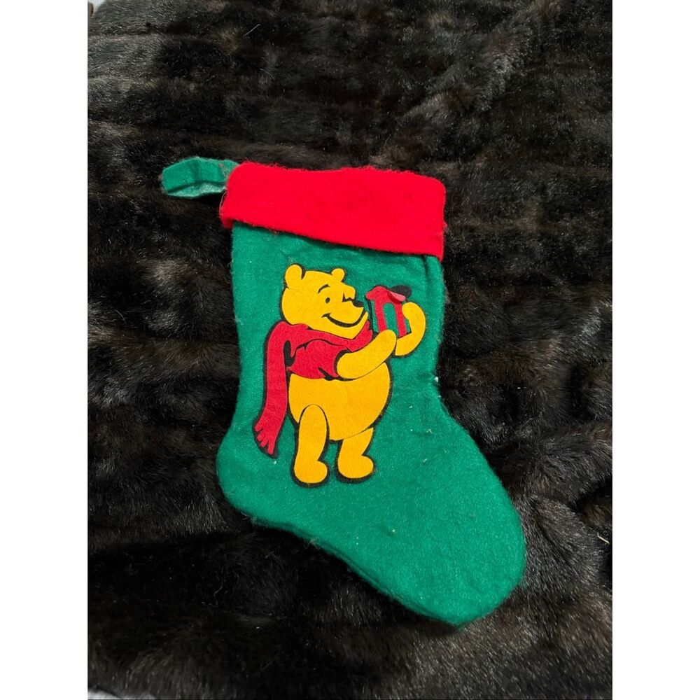 Disney Winnie The Pooh Santa's Best Felt Christmas Stocking 18"‎ Red Green